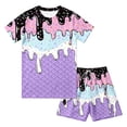 thumbnail image 3 of Glisme Boys Back To School Clothes O Neck Long Sleeve Outfits Ice Prints T Shirt Shorts Lovely Little Boys Playsuit Purple, 3 of 3