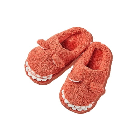 

GENILU Girls Breathable Cute Animal Plush Slipper Slip On Fuzzy Slippers Winter Flat Home Shoes Crocodile Slippers-red 9C