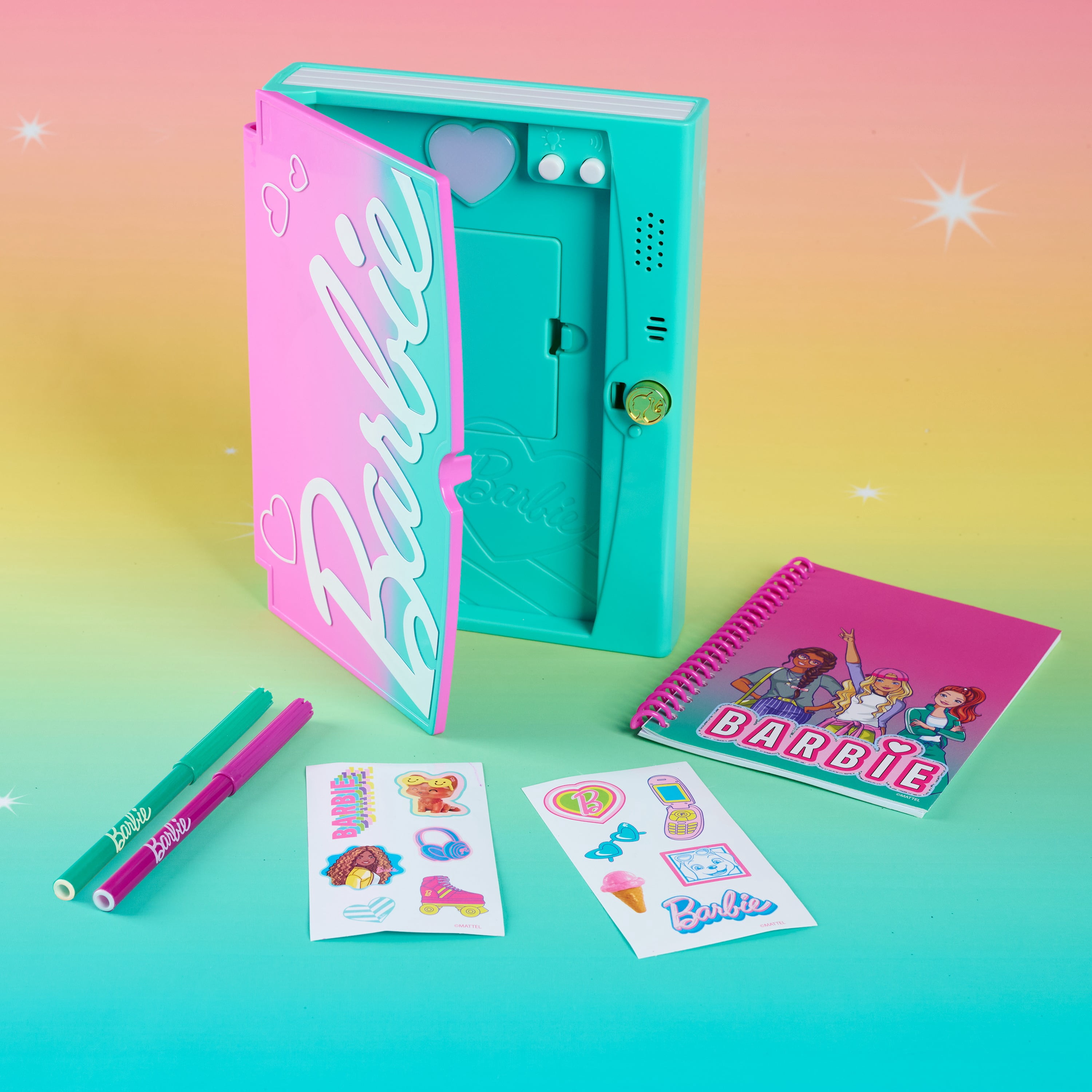 Barbie Secret Journal, Interactive Locking Diary with Lights and Sounds, 6 Pieces, 3 X AAA Batteries Not Included, Ages 3 and up