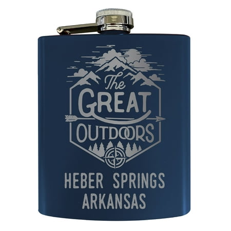 

Heber Springs Arkansas Laser Engraved Explore the Outdoors Souvenir 7 oz Stainless Steel 7 oz Flask Navy