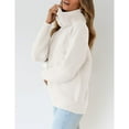 thumbnail image 3 of Womens Turtleneck Drop Shoulder Sweaters Chunky Knit Long Sleeve Oversized Pullover Jumper Tops, 3 of 5