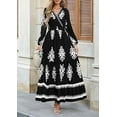 thumbnail image 3 of PRETTYGARDEN Women's Fall Wedding Guest Dresses Boho Floral Long Sleeve V Neck Flowy Elegant Maxi Dress Beach Clothes, 3 of 7