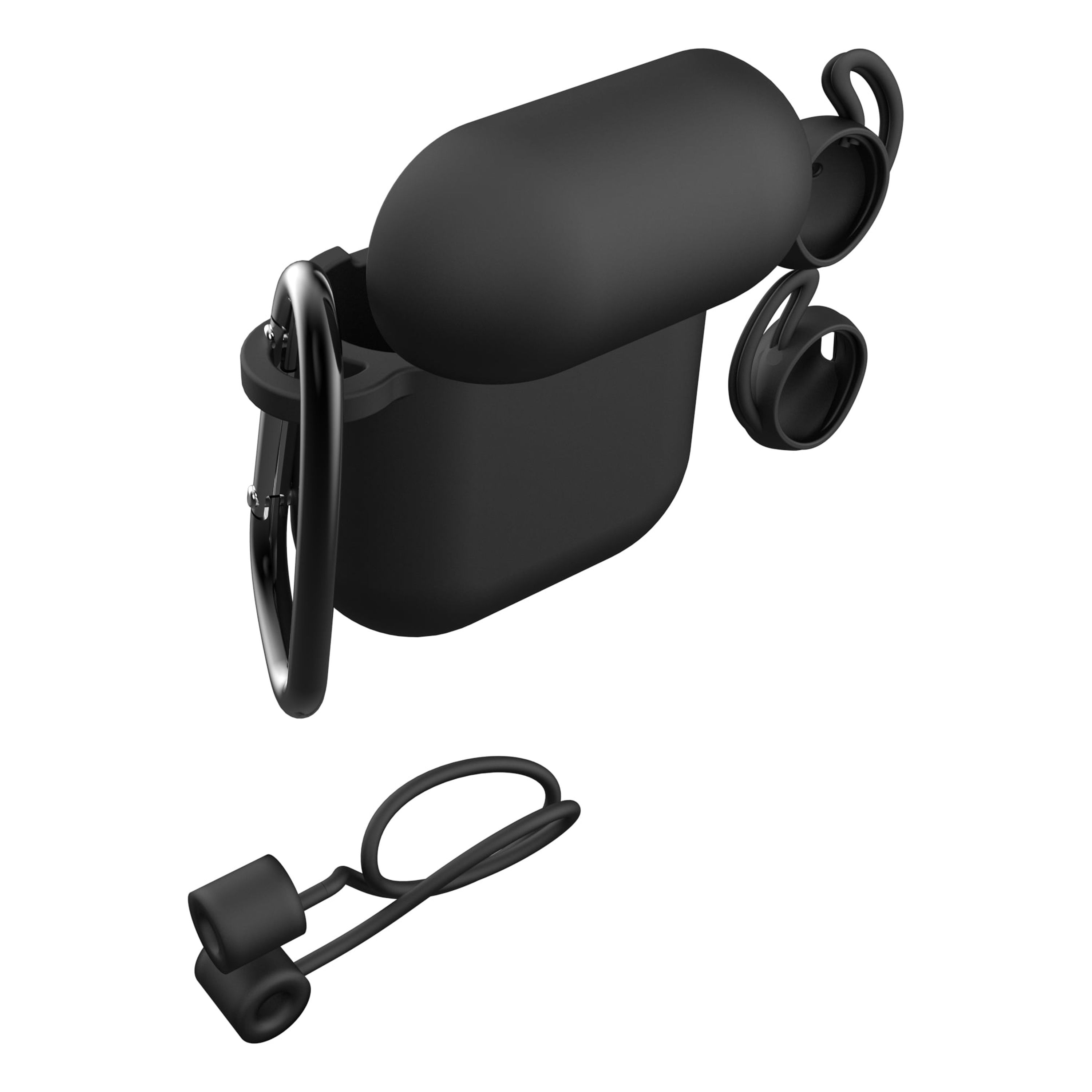 Airguards Protective Silicone Set for Apple AirPods 1st & 2nd Gen, Case w/ Carabiner, Sport Hooks, Neck Strap