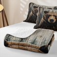 thumbnail image 4 of Erosebridal Rustic Brown Bear Twin Quilt Set for Boys Men, Wood Plank Forest Print Twin Coverlet Set, 2-Piece, 4 of 7