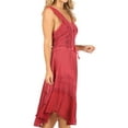 thumbnail image 4 of Sakkas Magdilena Stonewashed Corset Front Embroidered Dress - Fuchsia - L/XL, 4 of 5