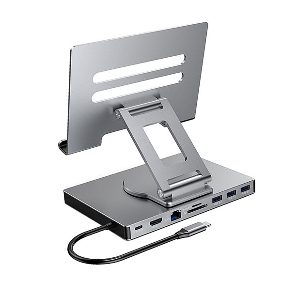 Estación de acoplamiento de expansión multifunción de aleación de aluminio con interfaz HDMI 2.0 Rotación 9 en 1