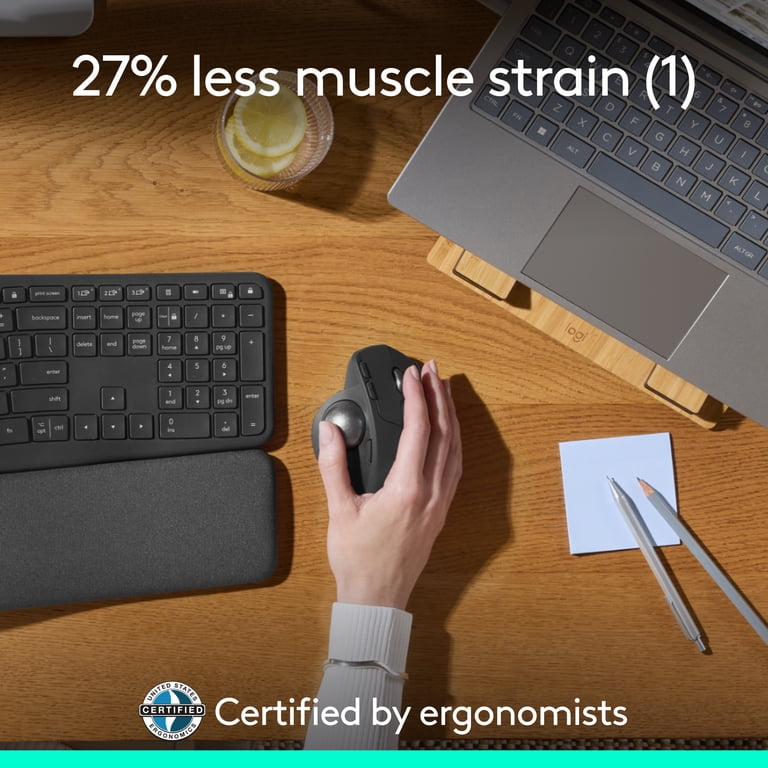 Logitech MX Ergo S Plus Wireless Trackball Mouse, USB-C, Ergonomic