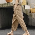 thumbnail image 2 of Seductiva Women's Lounge Pants High Waist Linen Capris for Women Drawstring Elastic Waist Harem Pant Basic Lightweight Linen Pant Loose Casual Pants, 2 of 4