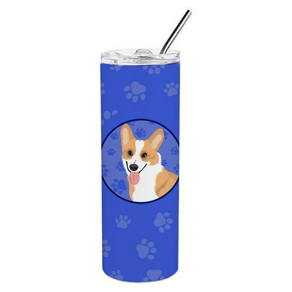 Carolines Treasures WDK1131TBL20 Pembroke Corgi Red and White  Stainless Steel 20 oz Skinny Tumbler Blue 20 oz