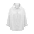 thumbnail image 4 of Tittly Button Down Shirts Blouses for Women Womens Button Down Shirts For Women Long Sleeve Dress Shirt Collared Blouse Tops Tunics Tshirts Shirts Long Sleeve Shirts for Women White XXL, 4 of 4