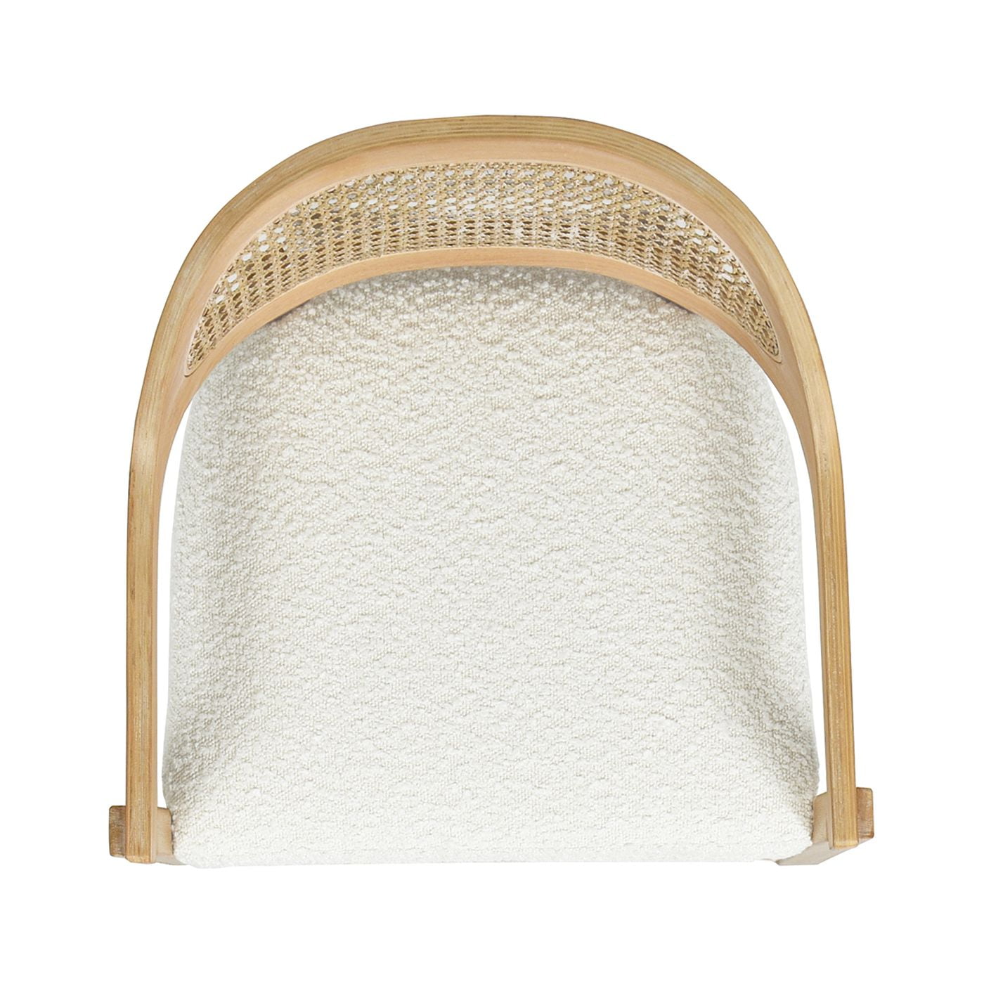 Americana Mid-Century Modern 26" Cane Back Counter Stool Ivory White Boucle