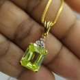 thumbnail image 4 of 4.00Ct Emerald Cut Green Peridot Pendant Necklace | 14K Yellow Gold Plated Sterling Silver | Women’s Solitaire Pendant with Free 18" Chain, 4 of 5