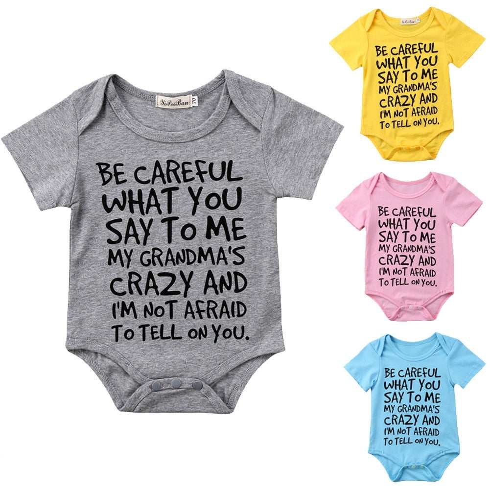 Toddler Infant Kids Baby Boys Girls Letter Print Outfits Clothes Romper Jumpsuit