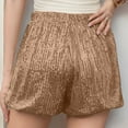 thumbnail image 5 of Women's Stylish Glitter Sequin Shorts High Waist Straight Leg Sparkly Shorts for Disco Club Festival Rave Costume Dance (L, Gold), 5 of 8
