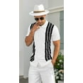 thumbnail image 6 of Iceglad Mens Polo Shirts Vintage Striped Knitting Short Sleeves Button Down Golf Shirts, 6 of 10