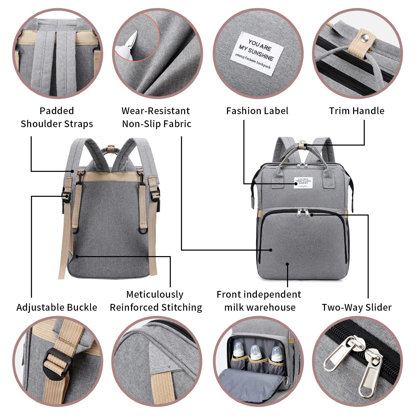 Personalized 3 in 1 Diaper Bag Backpack with Changing Station Multifunction Large Baby Diaper Bags for Boys & Girls Portable, Custom Lightweight Changing Bag Newborn Baby Essential Gifts (Purple)