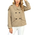 thumbnail image 2 of TGSLY Women's Fall Cropped Trench Coats Lightweight Notched Lapel Double Breasted Button Jacket Casual Solid Color Long Sleeve Outerwear with Pockets S, 2 of 10