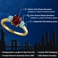 thumbnail image 2 of Gem Stone King 2.35 Ct Oval Red Rhodolite Garnet Blue Zircon 18K Yellow Gold Plated Silver Ring (Size 6), 2 of 6