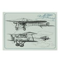 thumbnail image 1 of Airplane Cutting Board, Classic Nostalgic Planes Aircraft Propeller in the Sky Fast Travel Wings Sketch, Decorative Tempered Glass Cutting and Serving Board, Large Size, Blue Black, by Ambesonne, 1 of 1