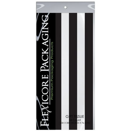Black & White Stripe Gift Wrap Tissue Paper 20" X 30" - 24 Sheet Pack