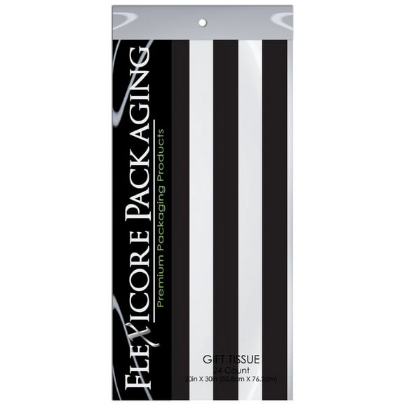 Black & White Stripe Gift Wrap Tissue Paper 20" X 30" - 24 Sheet Pack