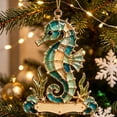 thumbnail image 3 of Christmas Ornament, 3.15 inch Stained Glass Seahorse Hanging Ornament, Coastal Ocean Art Pendant, Christmas Tree Hanging Decor, Nautical Wall Hanging, Beach Tabletop Accent, Handmade Acrylic Craft, 3 of 3