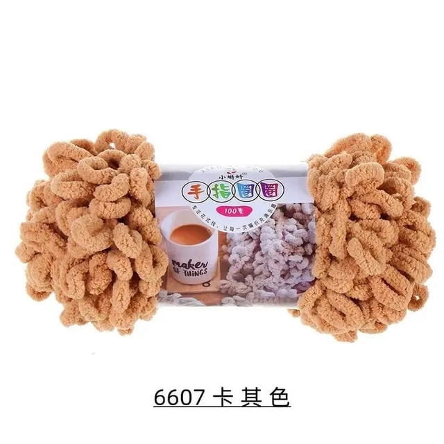 Fil Chenille Épais en Polyester Générique, Boucle pour Doigts Gonflée, 5 Pcs