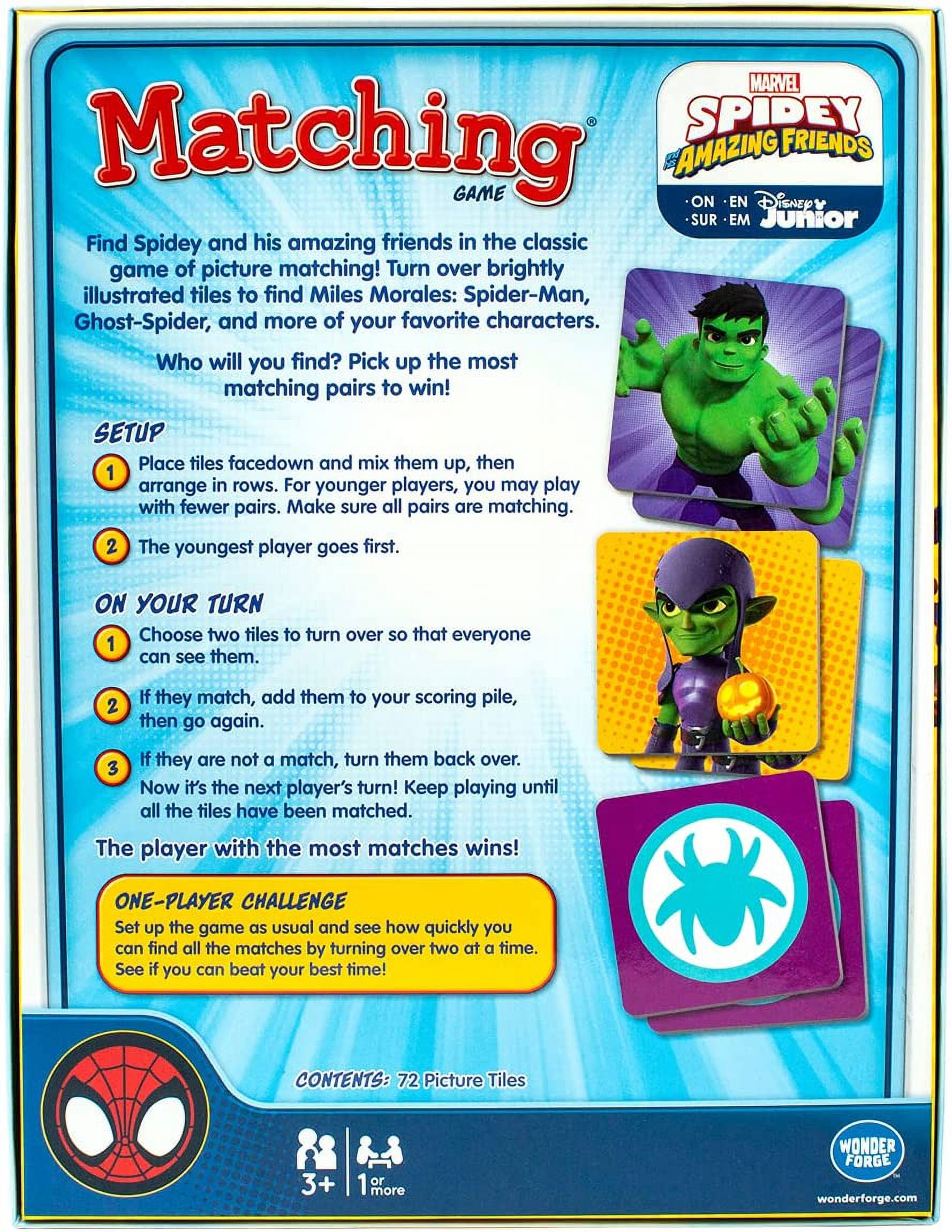 Marvel Matching Game by Wonder Forge | For Boys & Girls Age 3 to 5 | A Fun & Fast Disney Memory Game for Kids | Spider-Man, Captain America, Black Panther, Hulk, and more(Packaging may vary)