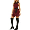 thumbnail image 4 of MODA NOVA Juniors Retro Peter Pan Collar Sleeveless A-Line Plaid Dress, 4 of 5