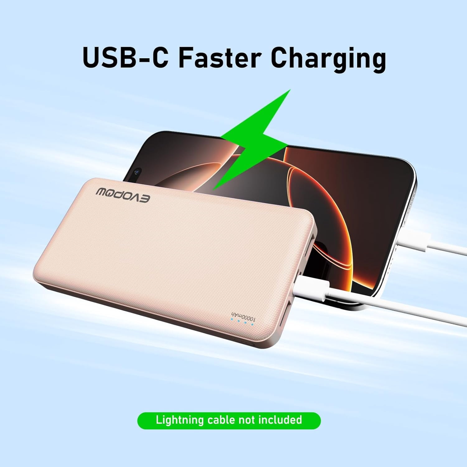 2-Pack Portable Charger, Slimmer 10000mAh Power Bank, USB C in&Out Fast Charging Battery Pack, External Portable Power Bank for iPhone Tablet Samsung Pixel Headphones etc (Blue&Pink)