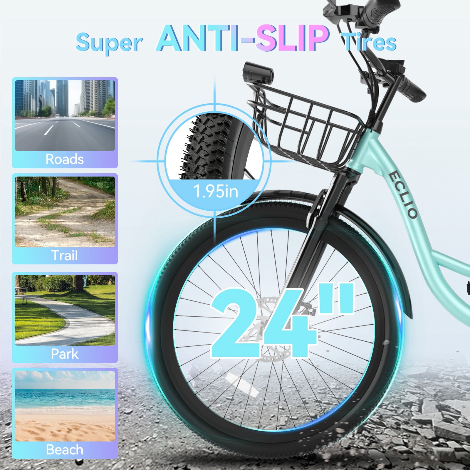 24 Inch Cruiser Electric Bike, E-Bike for Adults with 48V 13AH Removable Battery, Step Through Ebike for Women Men,City Electric Bicycle,for City Commute