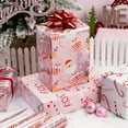 thumbnail image 5 of Christmas Wrapping Paper, Reversible Pink Christmas Tree, HO Santa Laughter, Snowflake, Reindeer, Design Gift Wrapping Paper Suitable for Holiday, Mini Roll (17 Inch X 120 Inch), 5 of 6