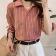 thumbnail image 3 of Women's Butterfly Short Sleeves Striped Print V Collar Cotton Shirts Casual Blouses, 3 of 9