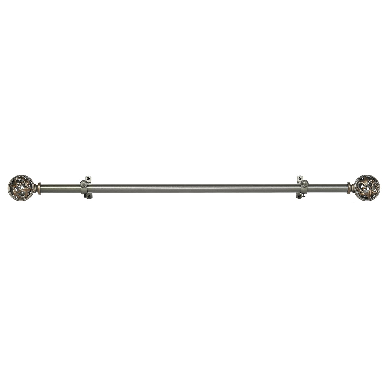 Decorative Telescopic Metal Curtain Rod, 66 to 120 Inches Contemporary Round PVC Finials, Ultra Durable Brackets 3/4 Inch Diameter Drapery Rod for Window Treatment, Gray/Bronze-