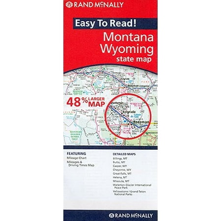 Rand mcnally easy to read! montana wyoming state map - folded map: