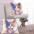 thumbnail image 6 of Colorful Cats Fantasy Style Throw Pillow Covers 16x16 Inch 2 Packs Decorative Square for Living Room Couch Bed Sofa, 6 of 6
