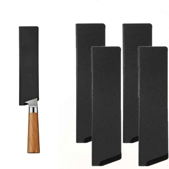 4Pcs Knife Sheath, 8.6" ABS Plastic with Felt Lining, Waterproof Blade Guard Cover for 7-8 Inch Chef Knives, Kitchen Storage, Travel Protection(Black)