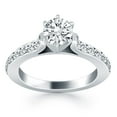 thumbnail image 1 of 14k White Gold Curved Shank Engagement Ring with Pave Diamonds Size 9, 1 of 4