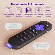 Roku Voice Remote Pro (2nd Ed.) - Rechargeable TV Remote Control with Hands-free Voice Controls, Backlit Buttons, Lost Remote Finder - Replacement Remote Compatible with All Roku TV, Players, Audio