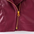thumbnail image 6 of Usaibhir Girl's Fax PU Leather Jacket Zip Up Long Sleeve Collared Biker Outerwear Lightweight Coat Streetwear 2-8T, 6 of 7