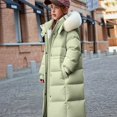thumbnail image 2 of DJDLJWCJ Girls Long Winter Puffer Coat With Hood Girls Warm Quilted Down Jacket Insulated Long Length Outerwear Green Size 13, 2 of 7