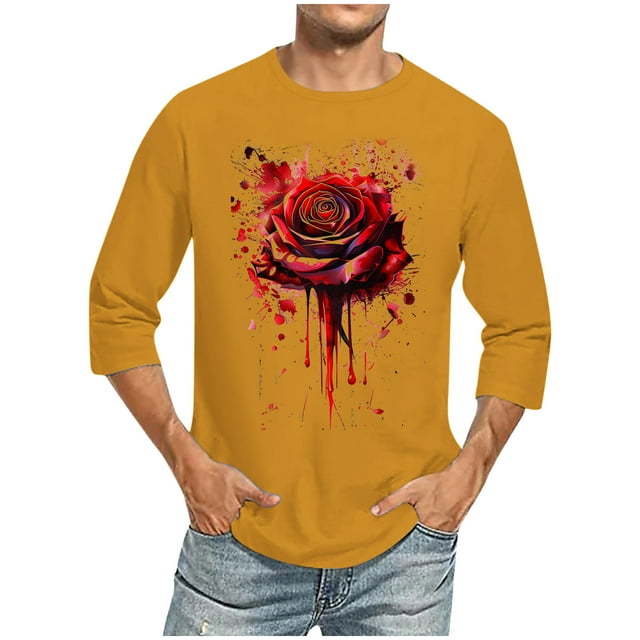 Men'S Printed Round Neck Casual Fashion Short Sleeved Round Neck Shirt