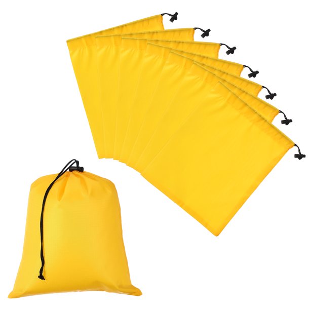 Bolsa con Cordón Uxcell con Cierre, Saco de Almacenamiento Impermeable para Viajes de Gimnasio 10" x 12" & 8 Paquete & Amarillo