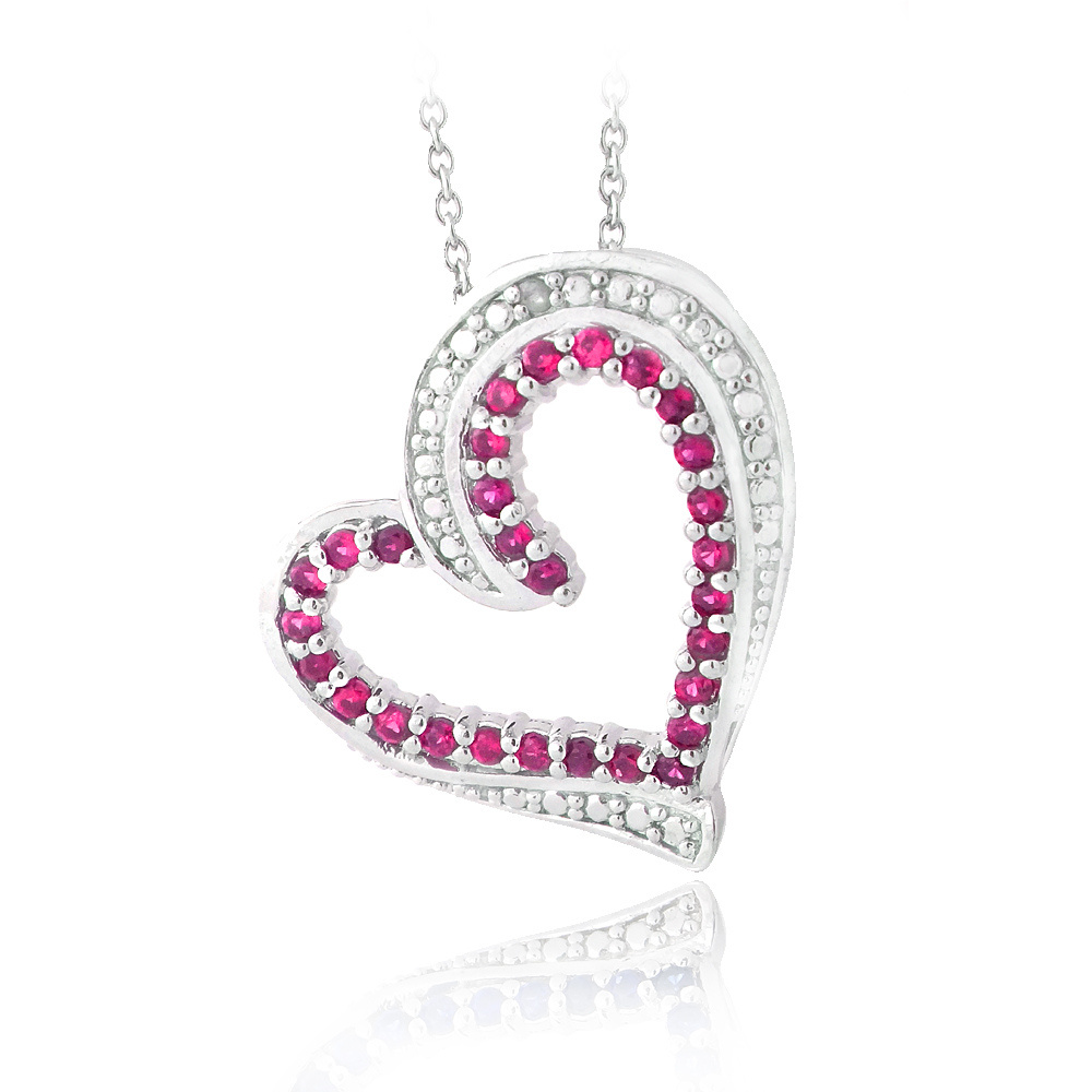 GDFIH Created Ruby & Diamond Accent Floating Heart Necklace