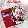thumbnail image 5 of TECH CIRCLE Cases for Galaxy A32 5G Wallet Case Card Slot Flip Folio Cover Embossed Clover Flower PU Leather  Kickstand with Strap Compatible with Samsung Galaxy A32 5G, Red, 5 of 6