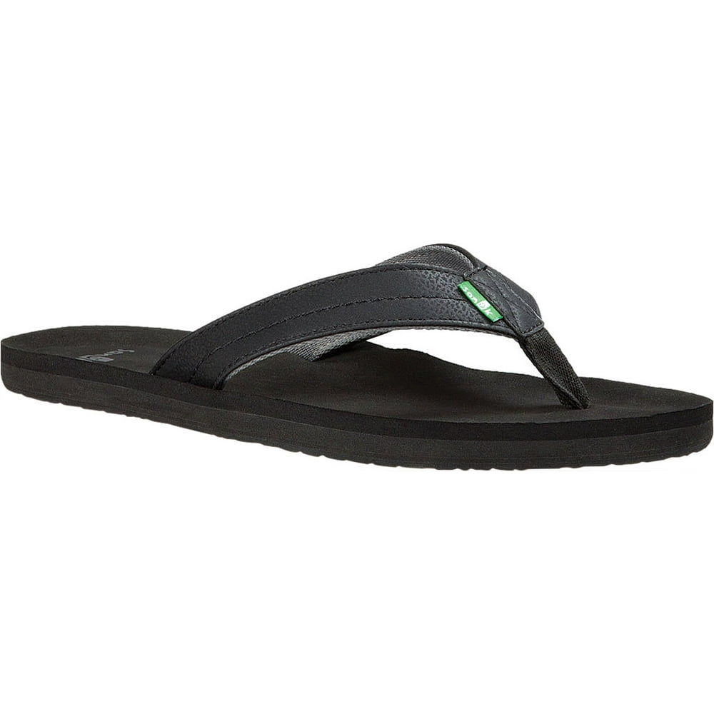 Sanuk - Men's Sanuk Burm Thong Sandal Black/Charcoal Synthetic Leather ...