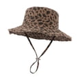 thumbnail image 6 of Shadoumai Womens Sun Hat with Leopard Print,Retro Fringed Edges Packable Cotton Bucket Hat Adjustable Outdoor Peaked Cap, 6 of 6