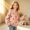 thumbnail image 2 of WhouRiu Girls Casual Neck Sweatshirts Fall Cozy Polka Dot Print Pullover Sweatshirt 2-15 Years, 2 of 6