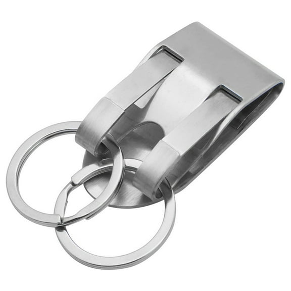GENEMA Stainless Steel Keyring Security Clip On Heavy Duty Belt Key Clip Belt Keychain 2 Detachable Keyrings Belt Key Holder