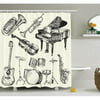 Ambesonne Musical Instruments Shower Curtain Set